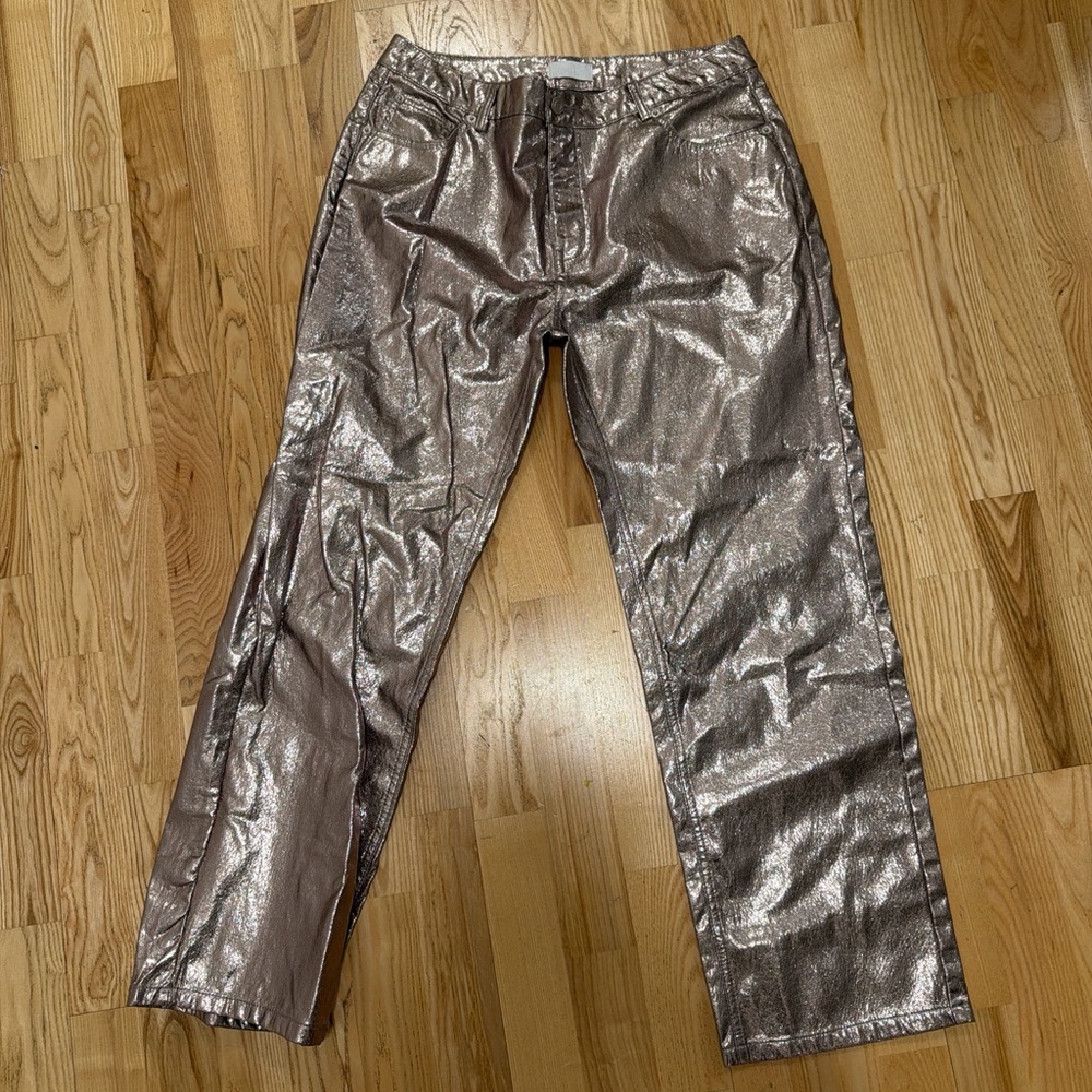 Source Unknown Shimmering Silver Wide Leg Pants